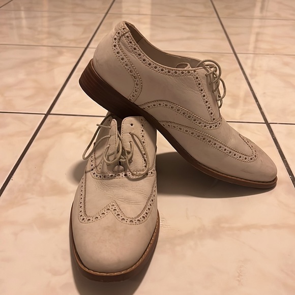 Men’s white nuebuck leather oxfords size 9.5 main image 4